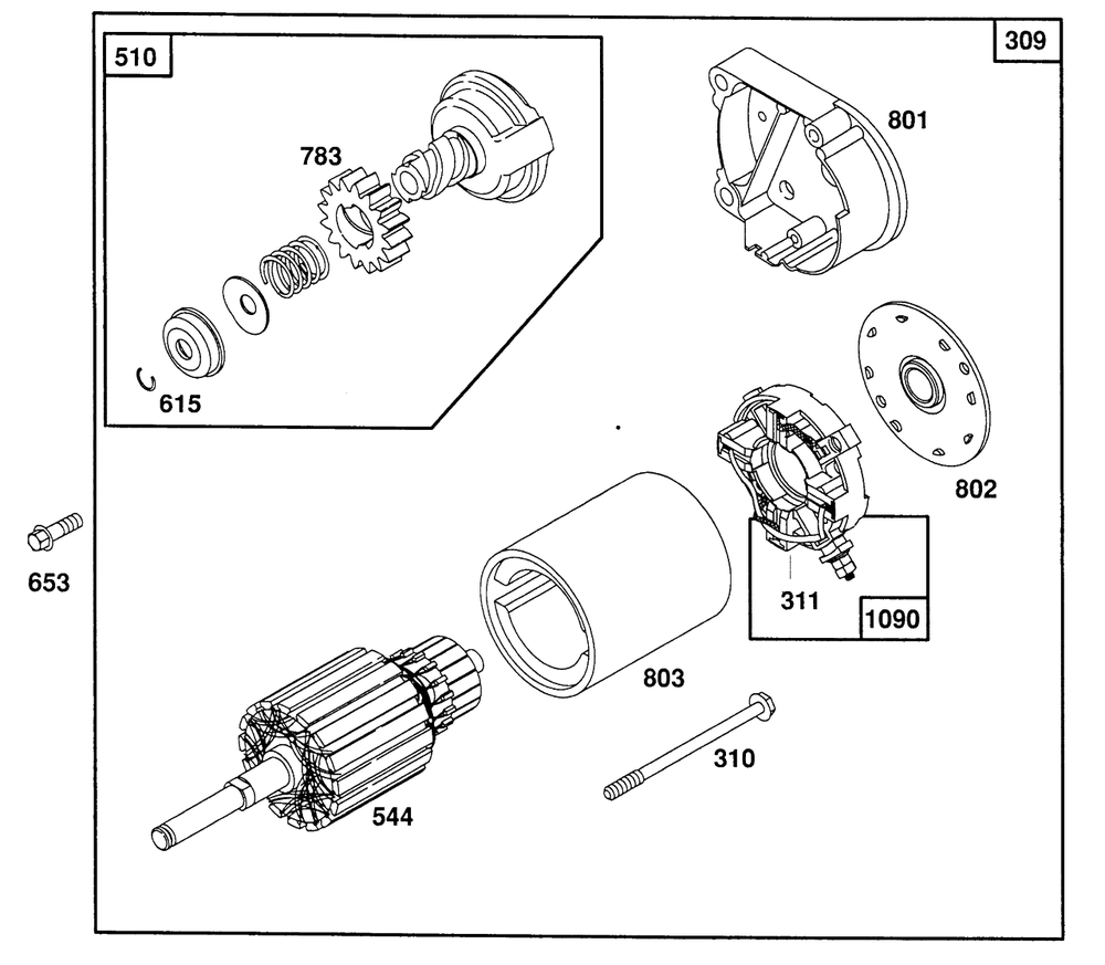 Electric Starter 2 Diagram and Parts List for 402777-1273-XX  Briggs and Stratton Engine